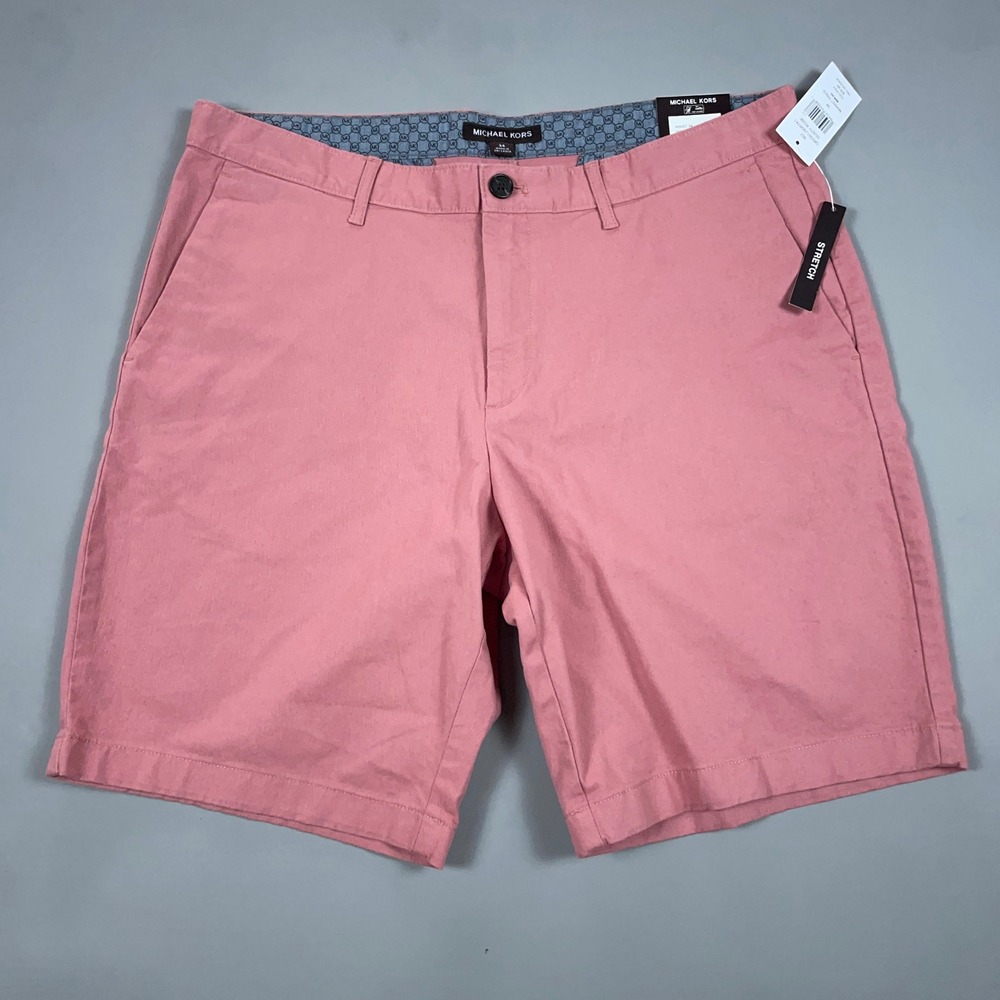 Michael Kors Mens Dusty Rose Pink Stretch Cotton Shorts Retail $98